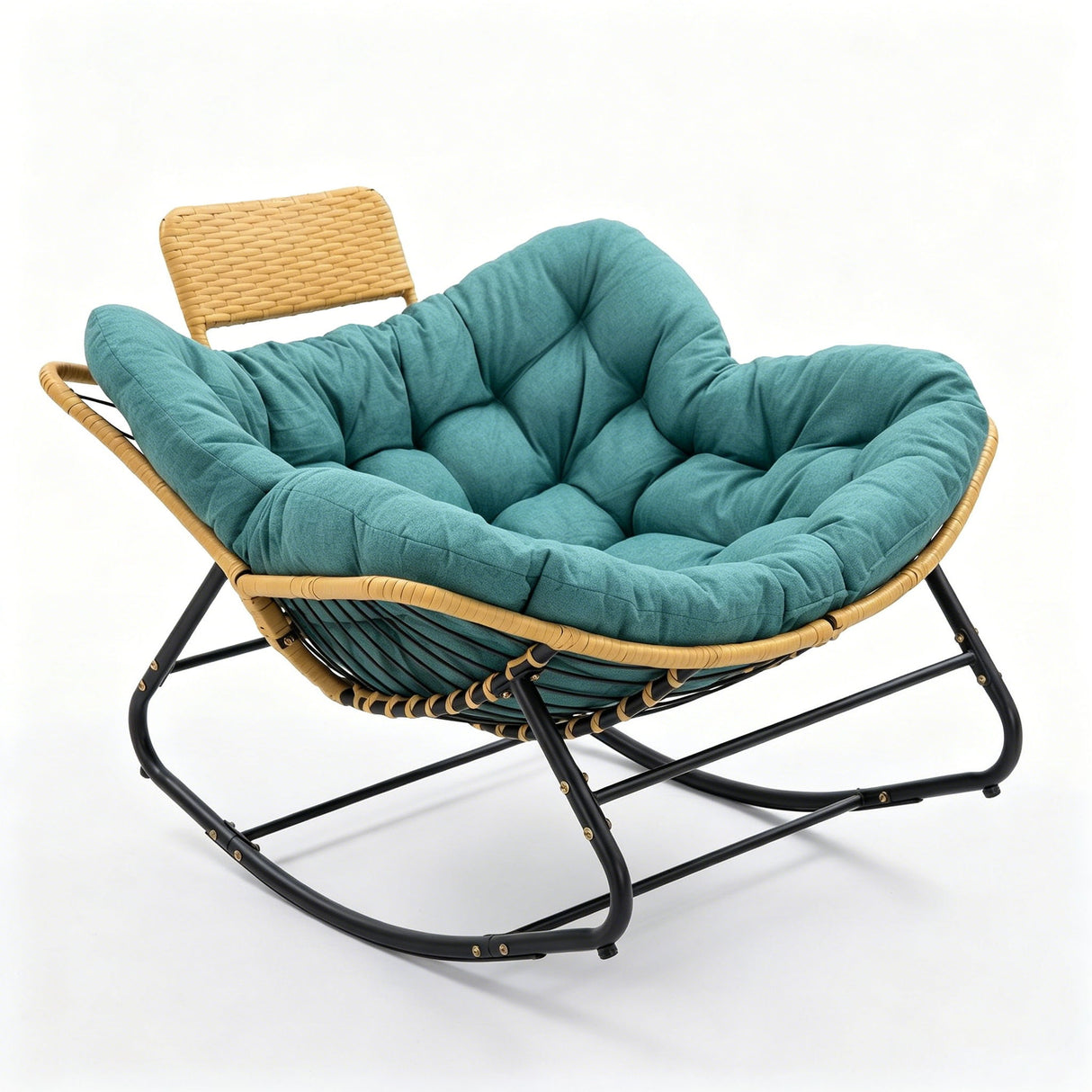 Oversized Papasan Rocking Chair Outdoor With Thick Cushion