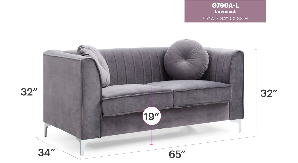 Glam Styled Micro Suede Loveseat