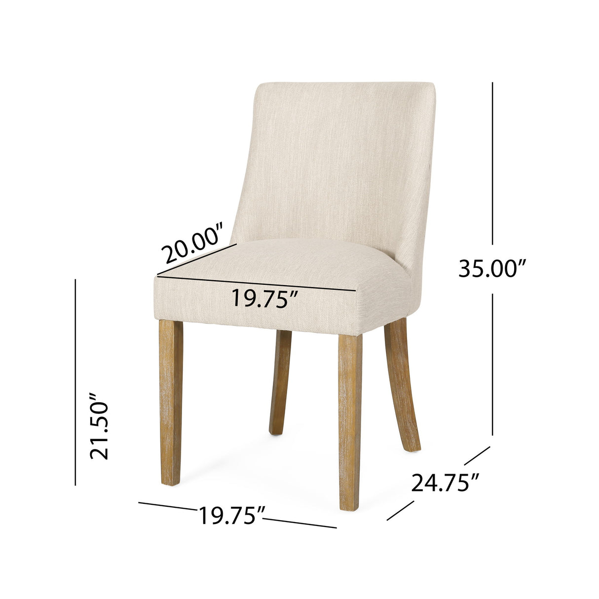 Classic Fabric Dining Chair (Set of 2) - Beige