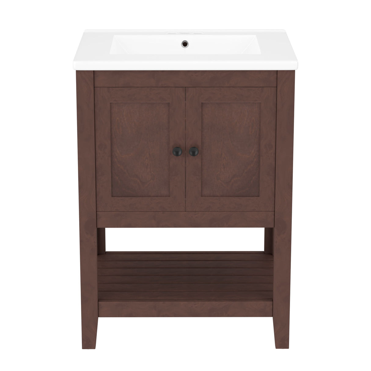 Modern Bathroom Vanity With Sink And Open Shelf
