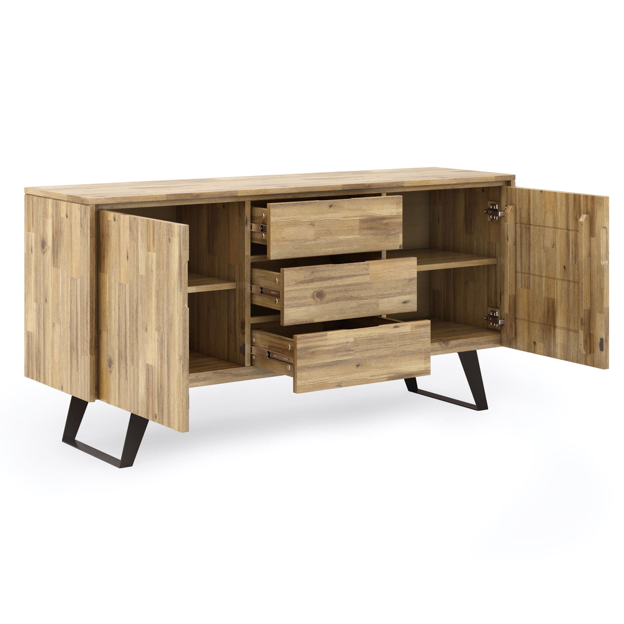 Sideboard Buffet Dining Storage Cabinet Industrial Acacia Wood 60x30in
