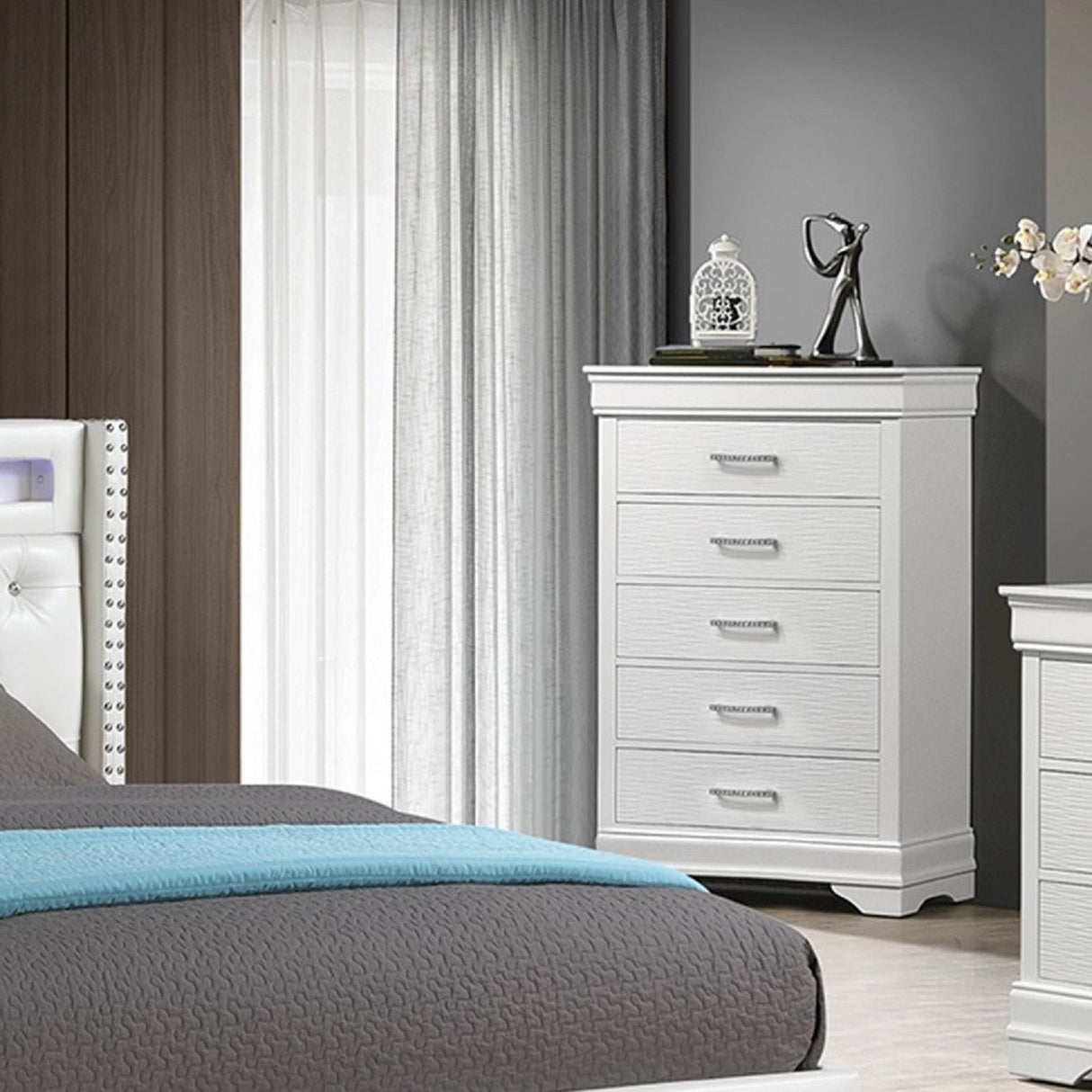 Chest, 5 Drawer Storage Furniture - White