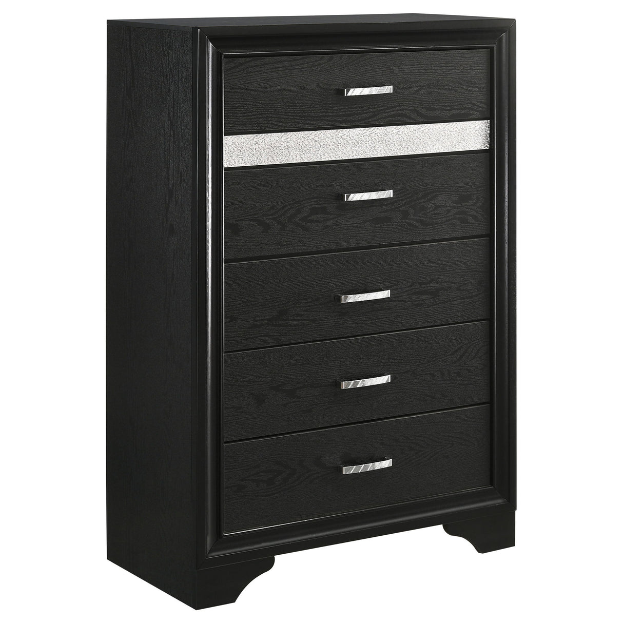 Modern Bedroom Set With Upholstered Headboard And Textured Storage