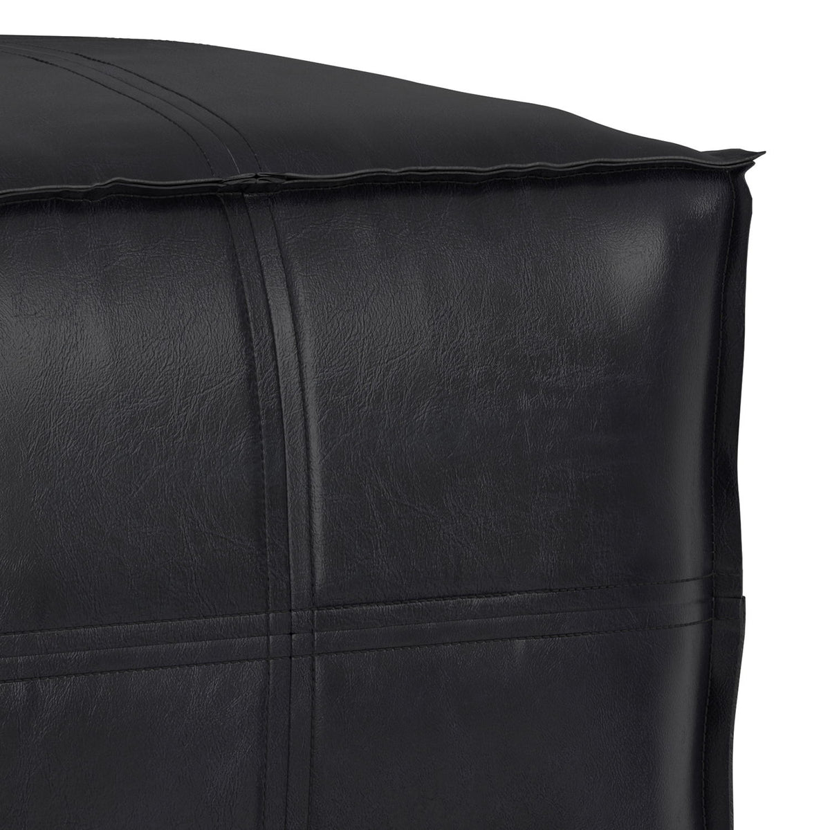 Brody - Square Top Stitched Pouf - Black