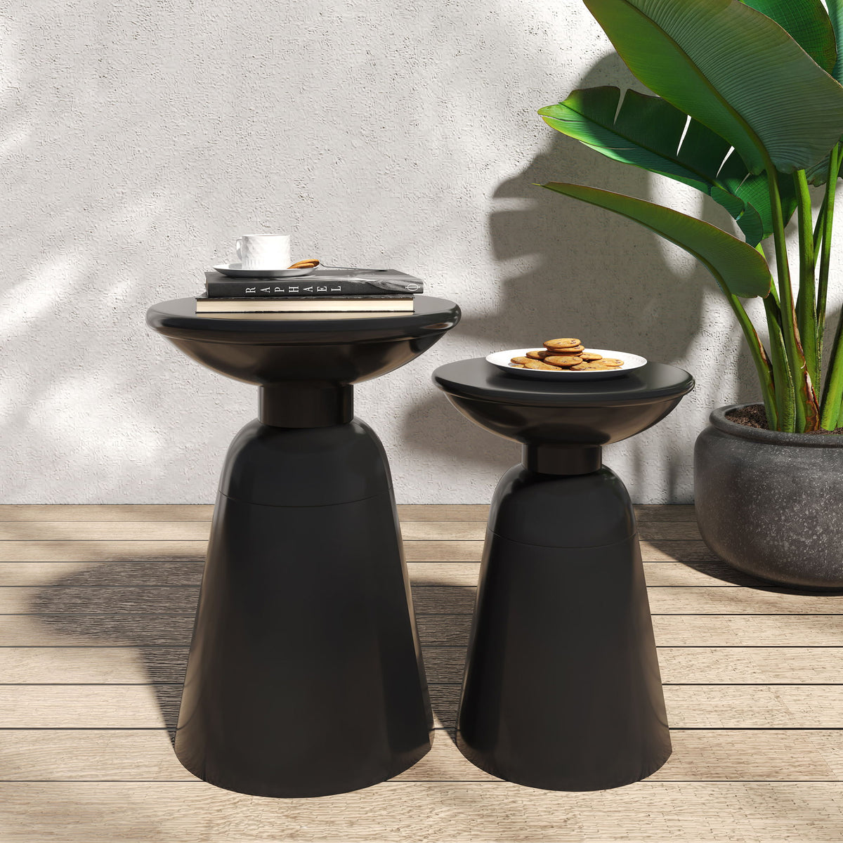 Serenita - Outdoor Side Tables With Flared Design (Set of 2)