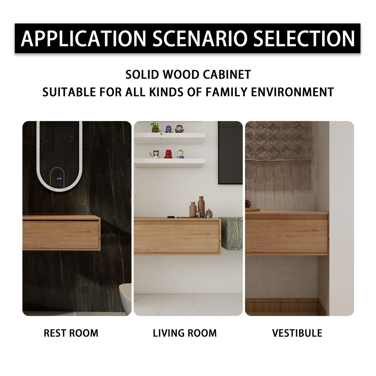 30" Wall Mounted Dressing Table With Mirror, Frame Storage Cabinet, Soft Close Door - Imitative Oak