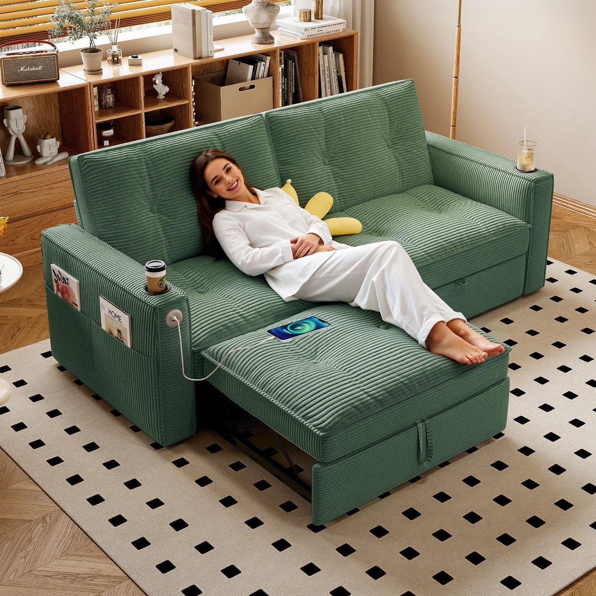 2 In 1 Convertible Sofa Bed For Living Rooms