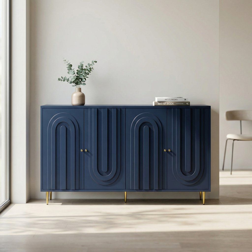 Modern 4 Door Sideboard Buffet Server Cabinet 60in x 33in