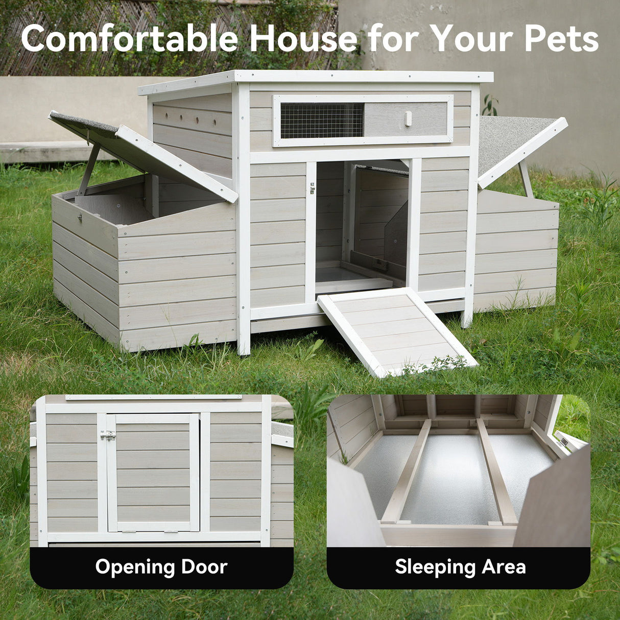 Large Chicken Coop Outdoor Hen House With Dual Nesting Boxes