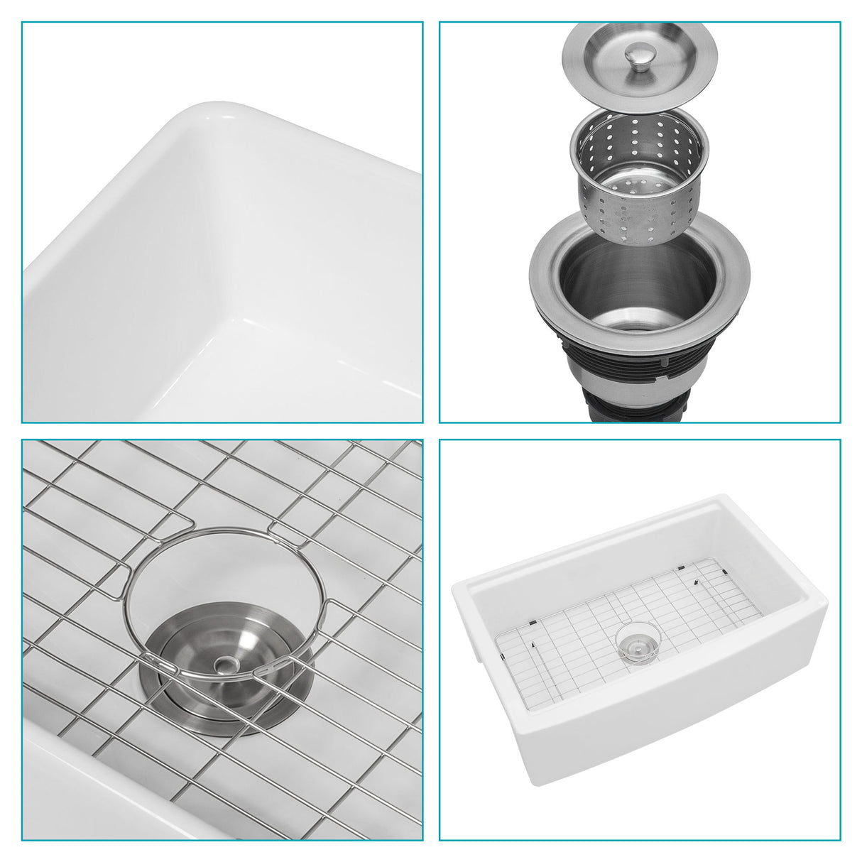 Classic Ceramic Farmhouse Sink Workstation Single Bowl With Durable Finish