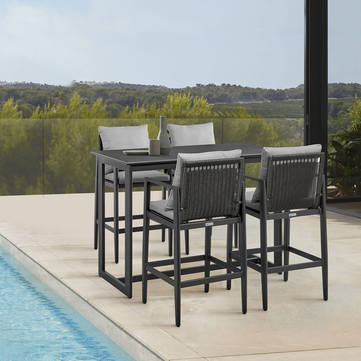 Cayman - Outdoor Patio Bar Height Dining Table In Aluminum
