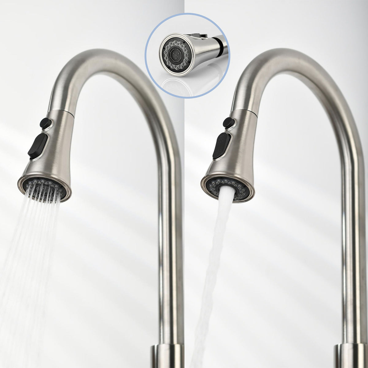 Classic High Arc Kitchen Faucet With Pull Down Sprayer, Stainless Steel - Brushed Nickel
