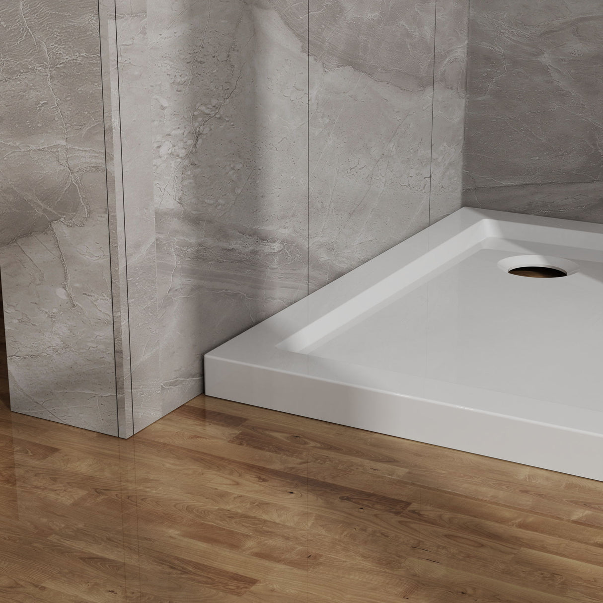 In Corner Drain Shower Base