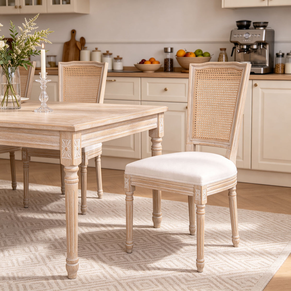 Upholstered Dining Chairs With T - Shaped Back (Set of 2) - Beige