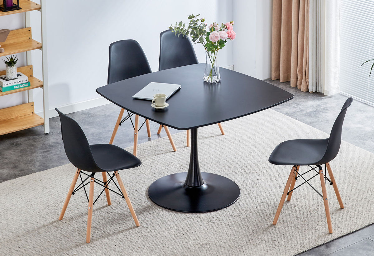 Table Mid-Century Dining Table For 4-6 People With Round Table Top, Pedestal Dining Table, End Table Leisure Coffee Table