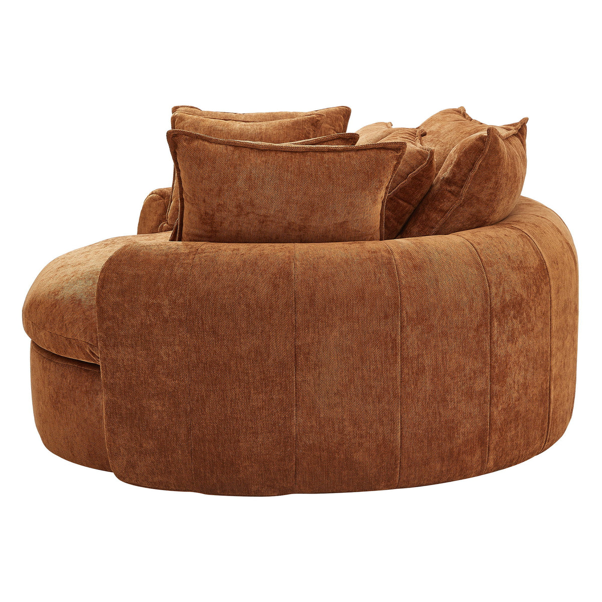 Boneless Round Chaise Sofa With Dual Layer Cushions And 8 Throw Pillows - Orange