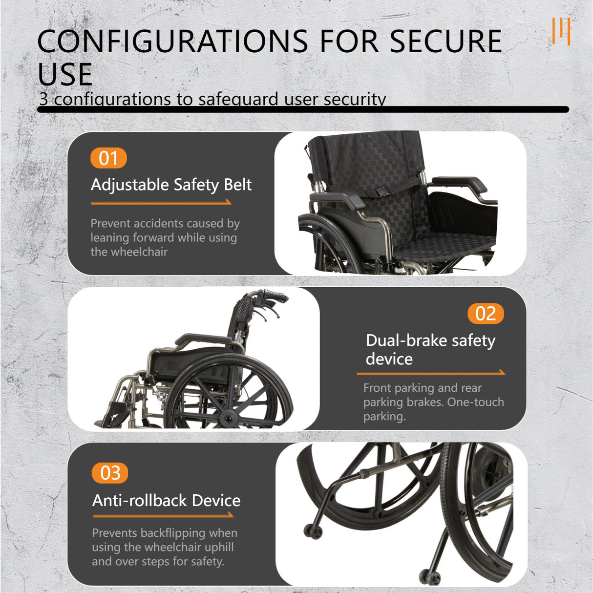 Lightweight Foldable Nursing Wheelchair For Adults Double X Force Support, 300Lbs Capacity, Breathable Cushion & Anti Backflip Design With Tires, Adjustable Seat Belt, Quick Release Wheels - Dark Gray