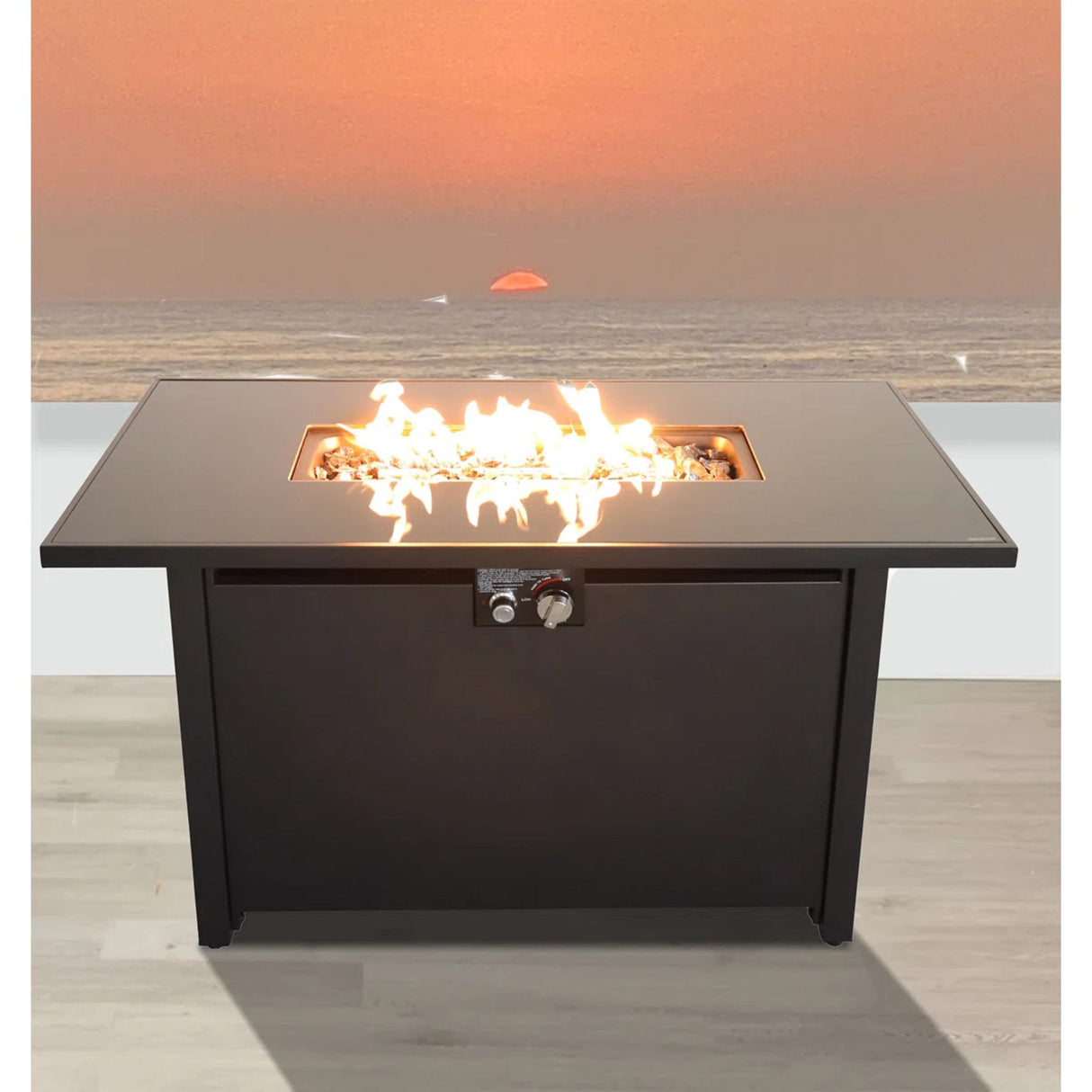 Fire Pit Table Outdoor Patio Heater 50000 BTU Stainless Steel 42x25in