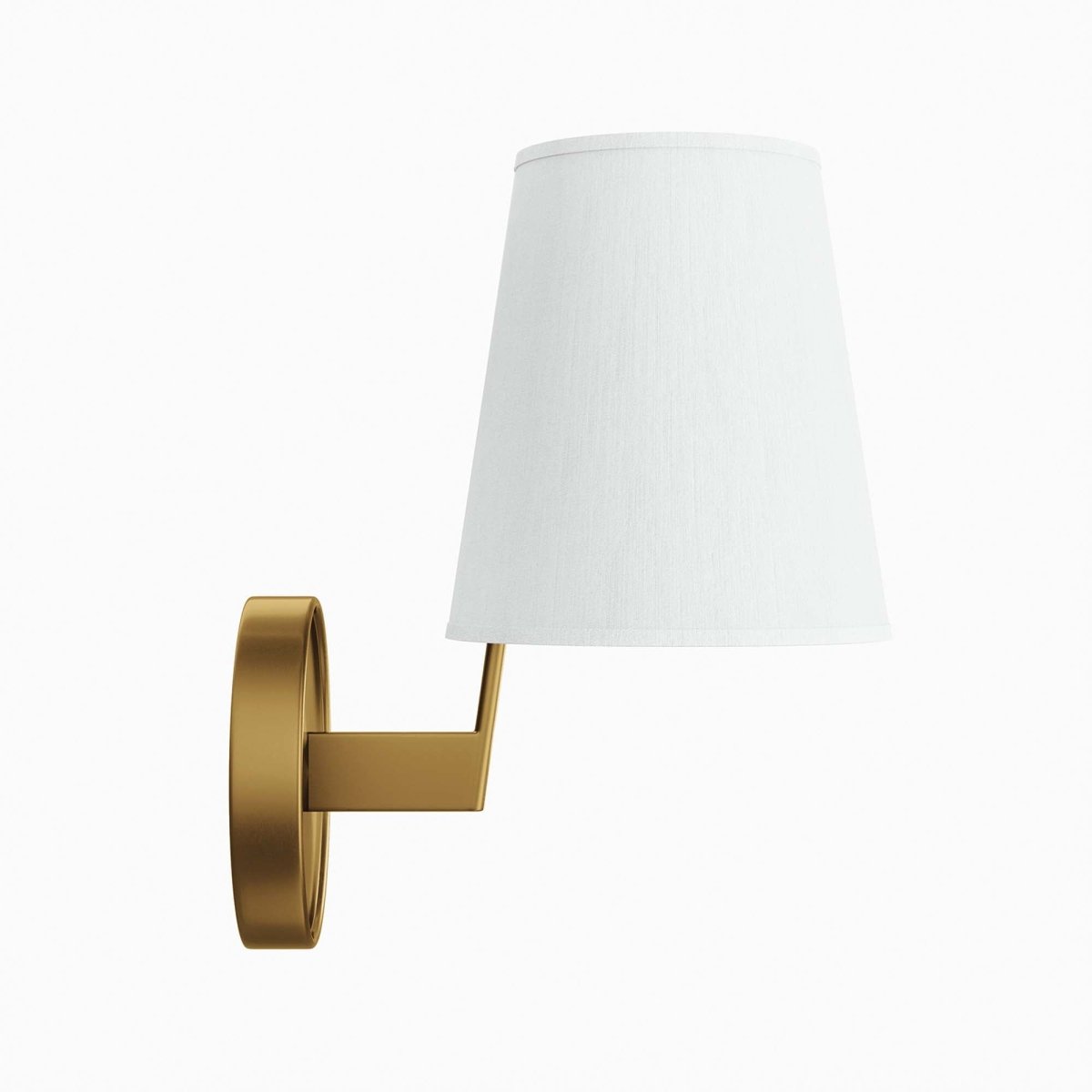 1-Light Fabric Cone Wall Sconce β White Satin Brass - Lighting - Alpine Outlets