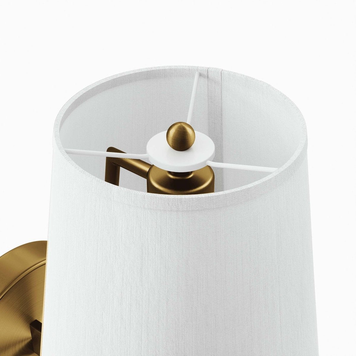 1-Light Fabric Cone Wall Sconce β White Satin Brass - Lighting - Alpine Outlets