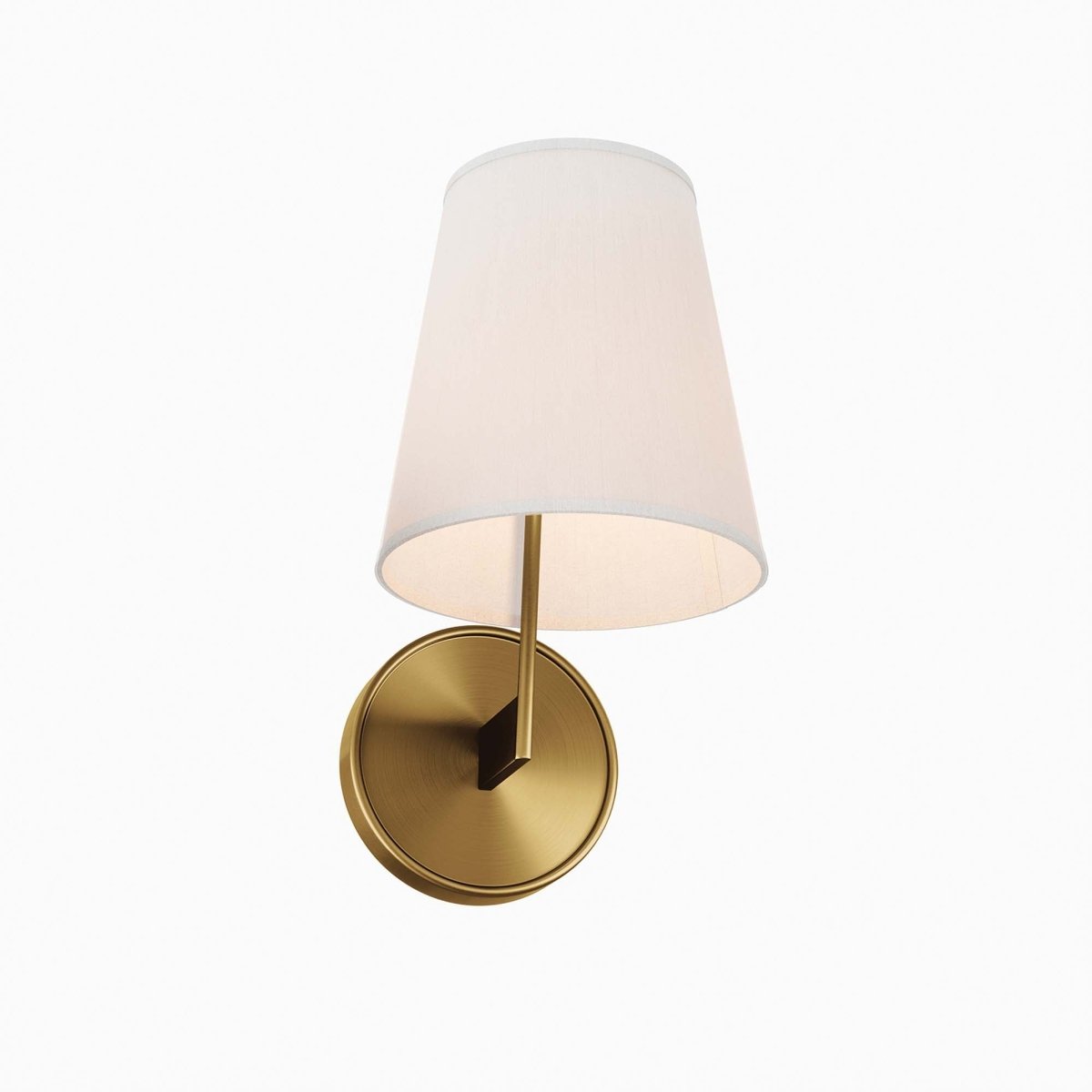 1-Light Fabric Cone Wall Sconce β White Satin Brass - Lighting - Alpine Outlets