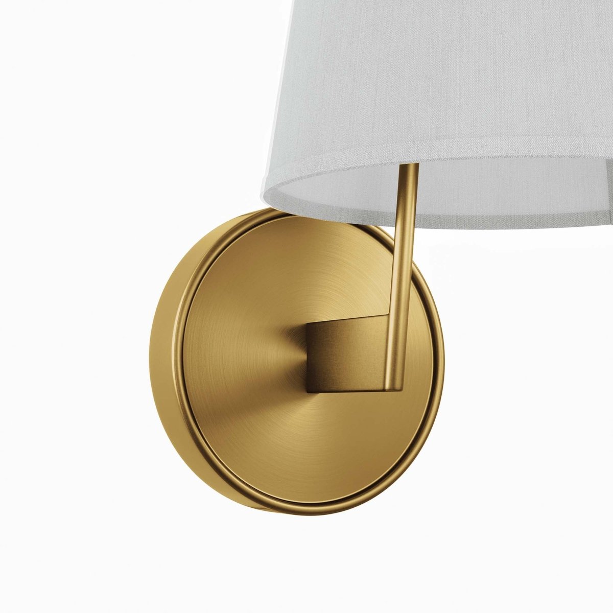 1-Light Fabric Cone Wall Sconce β White Satin Brass - Lighting - Alpine Outlets