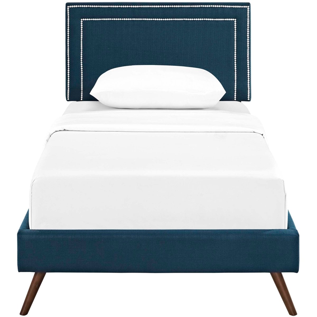 Fabric Twin Platform Bed with Round Splayed Legs in Azure - Platform Bed available at Alpine Outlets in Denver