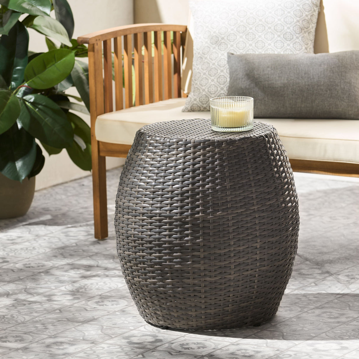 Outdoor Wicker Patio Side Table