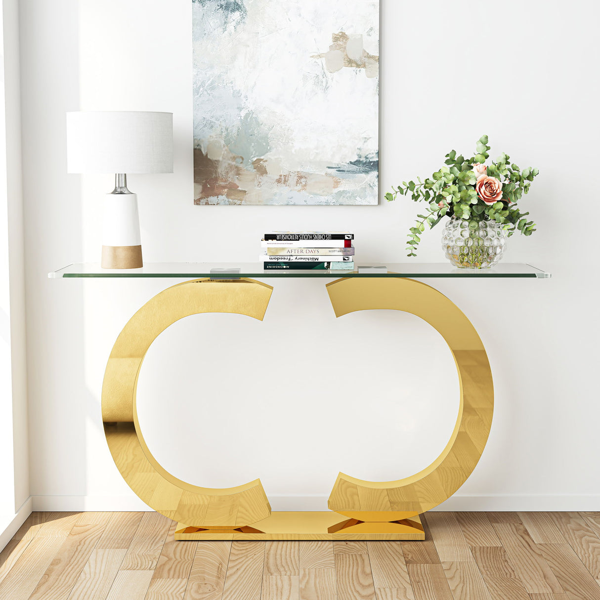 Dual C - Shaped Console Table