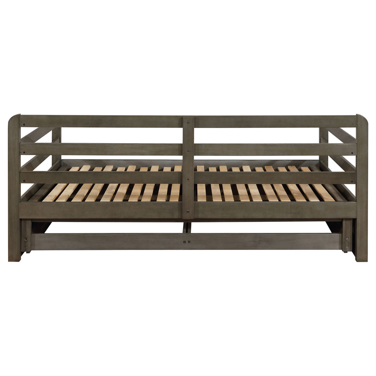 Twin Long 2 Drawer Daybed With Extendable Trundle, Storage Drawers, Fits Standard Mattress - Gray