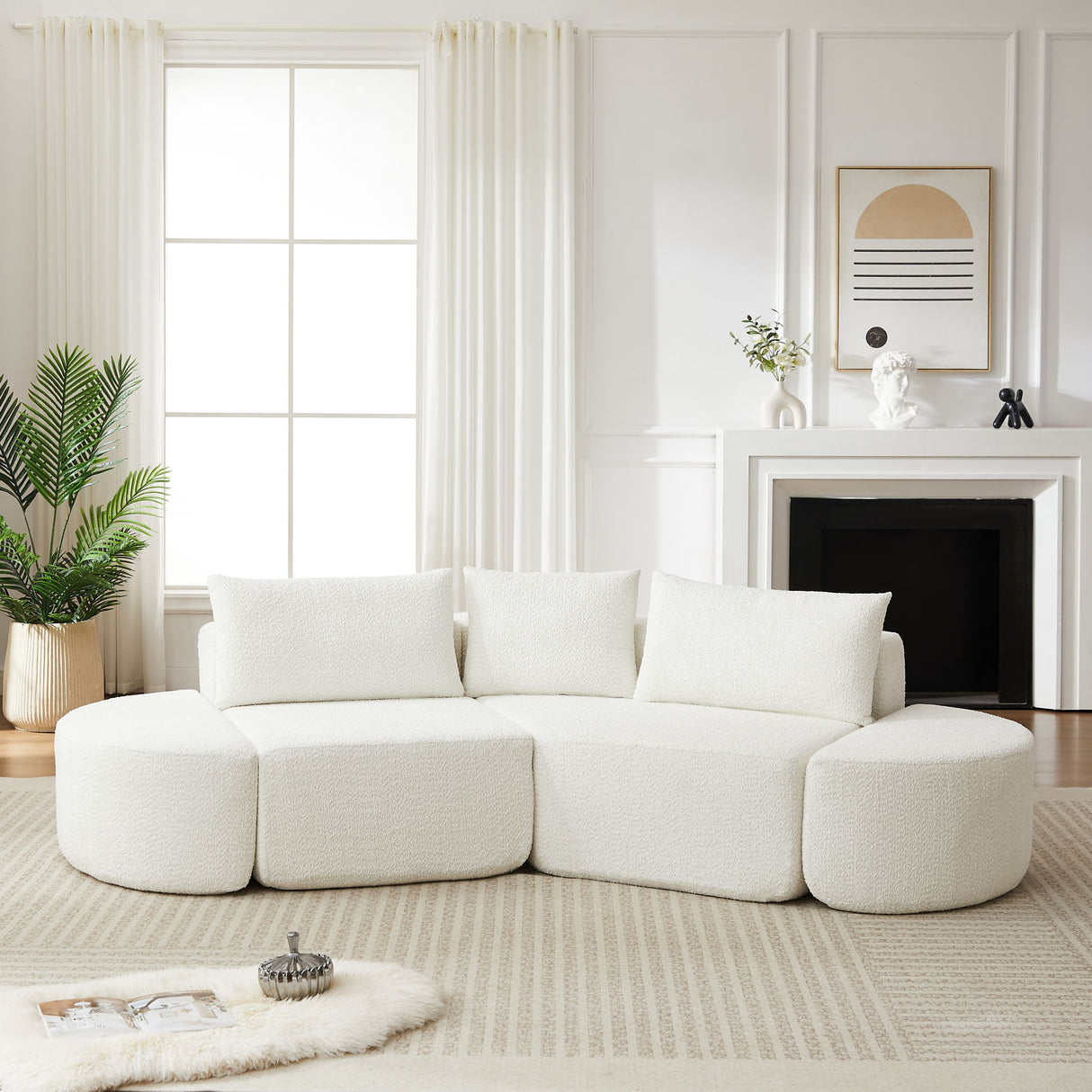 V - Shaped Modular Sofa Set With 3 Pillow