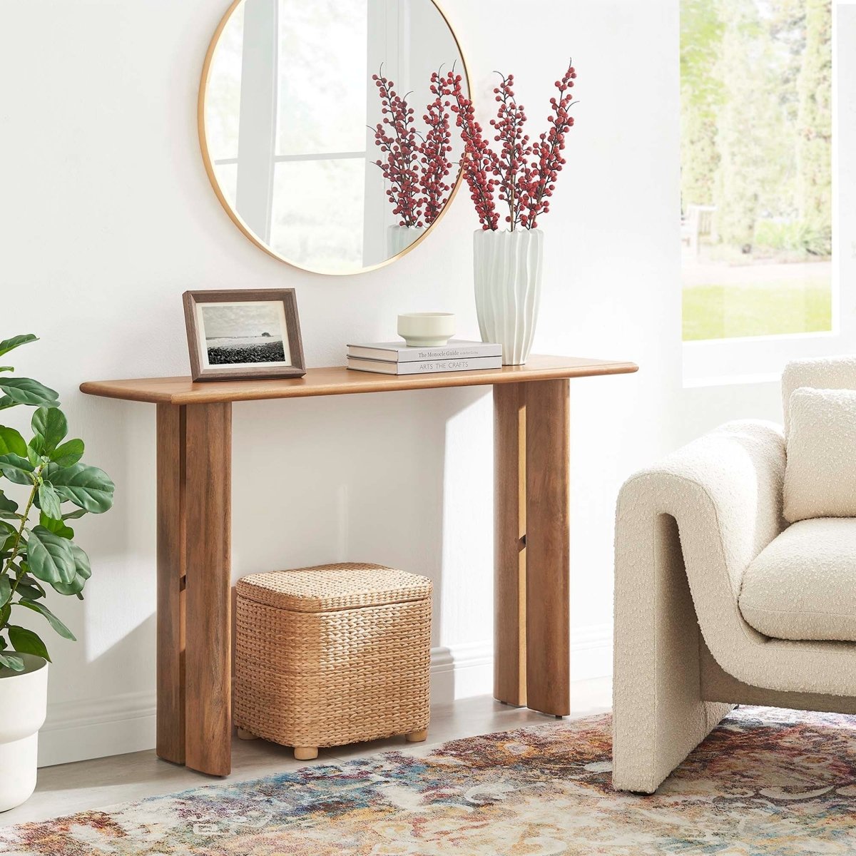 Farmhouse Mango Wood Console Table – Natural 46 Inch - Ottomans available at Alpine Outlets in Denver
