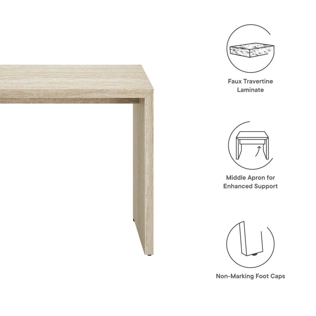 Faux Travertine Console Table with Apron – 54 Inch - Ottomans available at Alpine Outlets in Denver