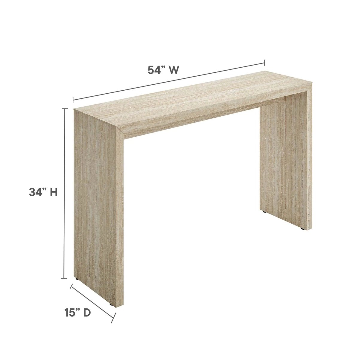 Faux Travertine Console Table with Apron – 54 Inch - Ottomans available at Alpine Outlets in Denver