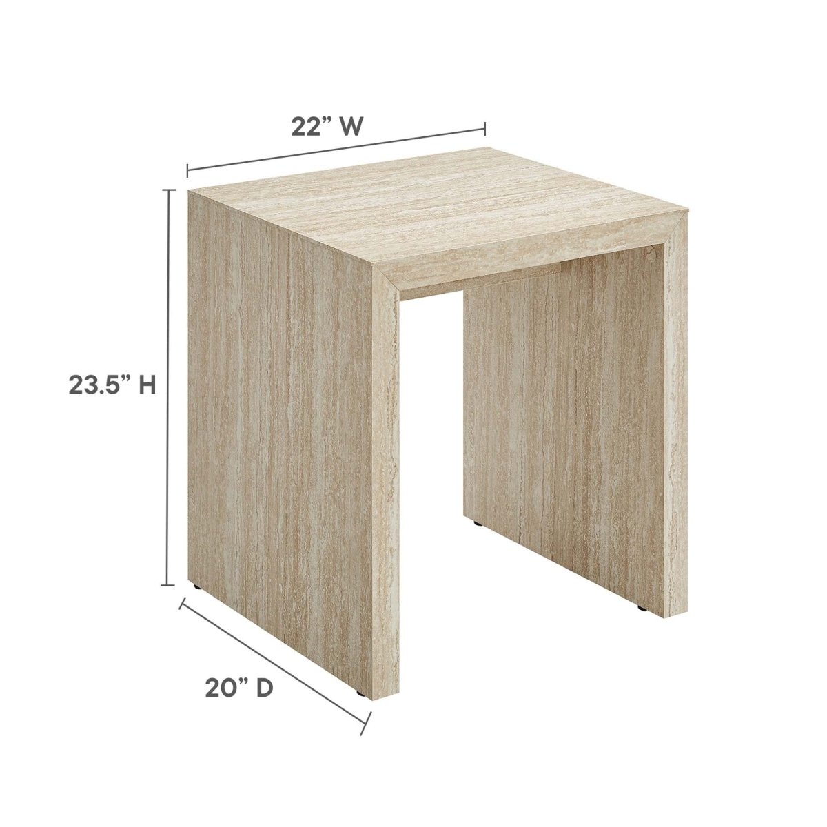 Faux Travertine Side Table with Apron – 22 Inch - End & Side Tables available at Alpine Outlets in Denver
