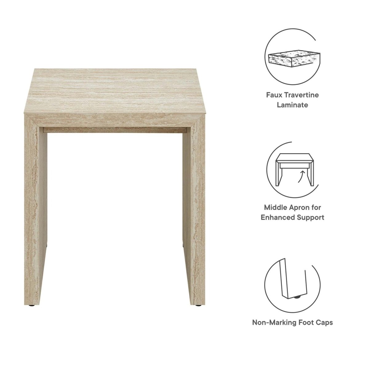Faux Travertine Side Table with Apron – 22 Inch - End & Side Tables available at Alpine Outlets in Denver