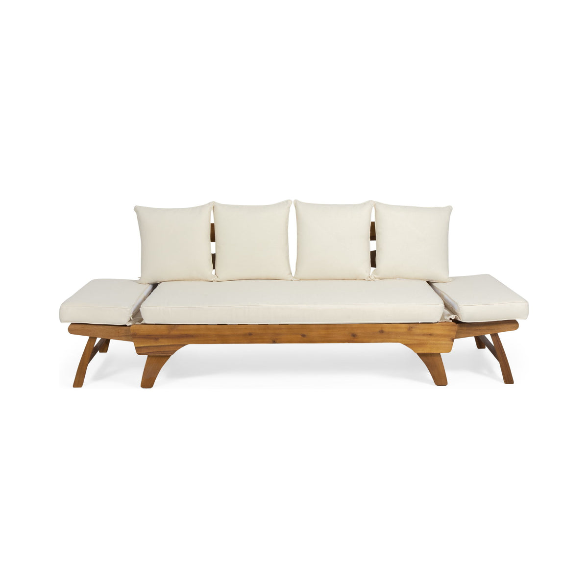 Outdoor Acacia Wood Expandable Daybed With Cushions