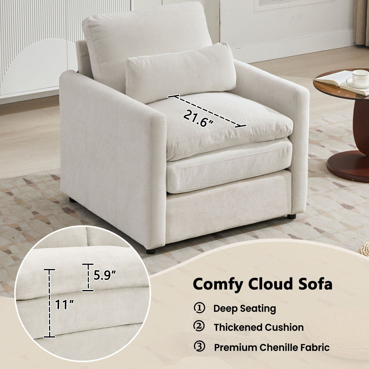 Cozy Upholstered Sofa Set For Living Room