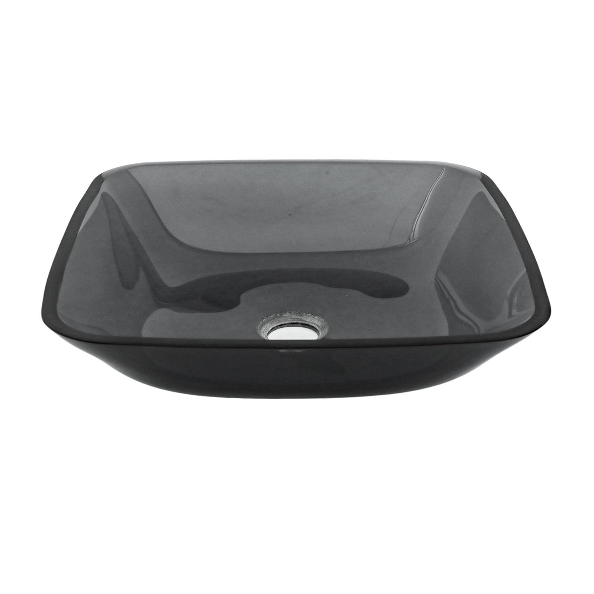 Square Vessel Sink For Bathroom, Above Counter Design With Pop Up Drain, Smooth Rounded Edges - Gray