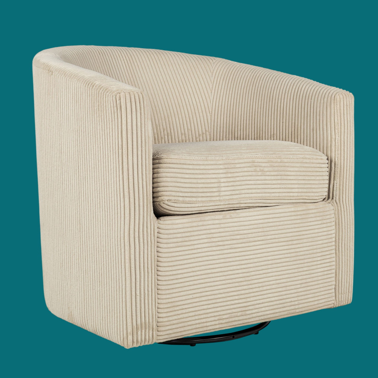 Swivel Accent Chair With U Backrest, Plush Cushion Living Room Furniture