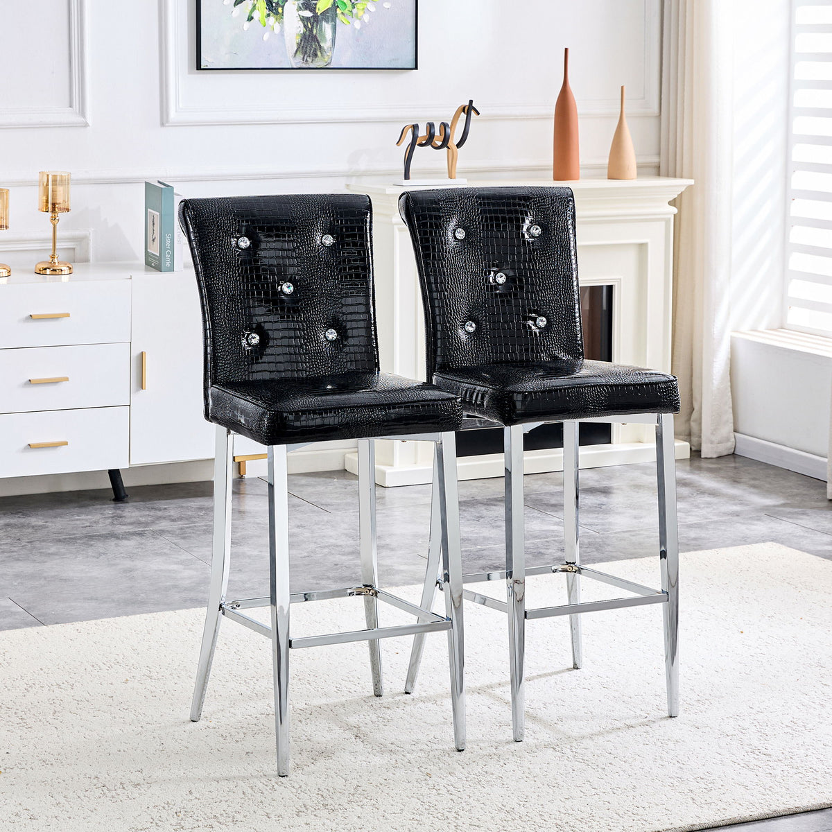 Bar Chairs & Crystal Clasp Design (Set of 2)