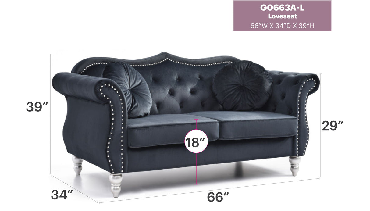 Stylish Flared Arm Loveseat