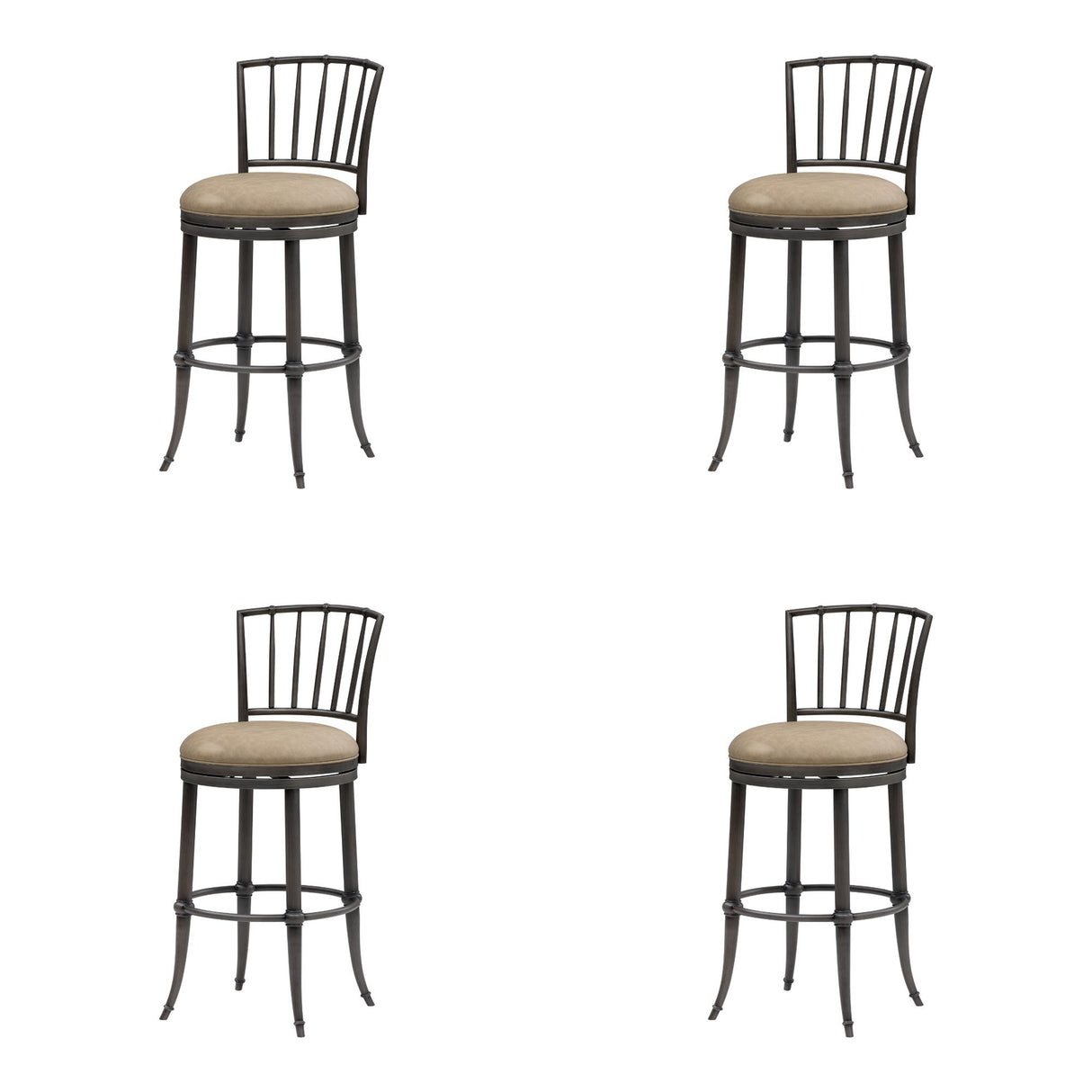 Vince - Commercial Grade Steel Frame Faux Leather Upholstered Swivel Bar Height Barstool