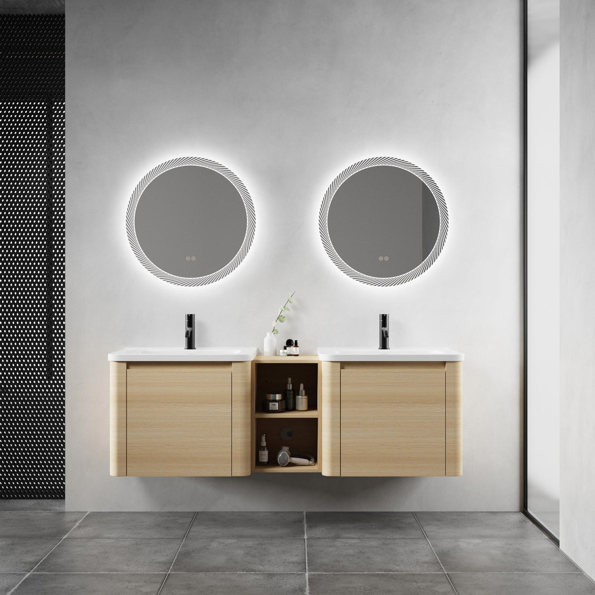 Wall Mounted Bathroom Vanity With Sink And Storage Shelves, Soft Close Doors
