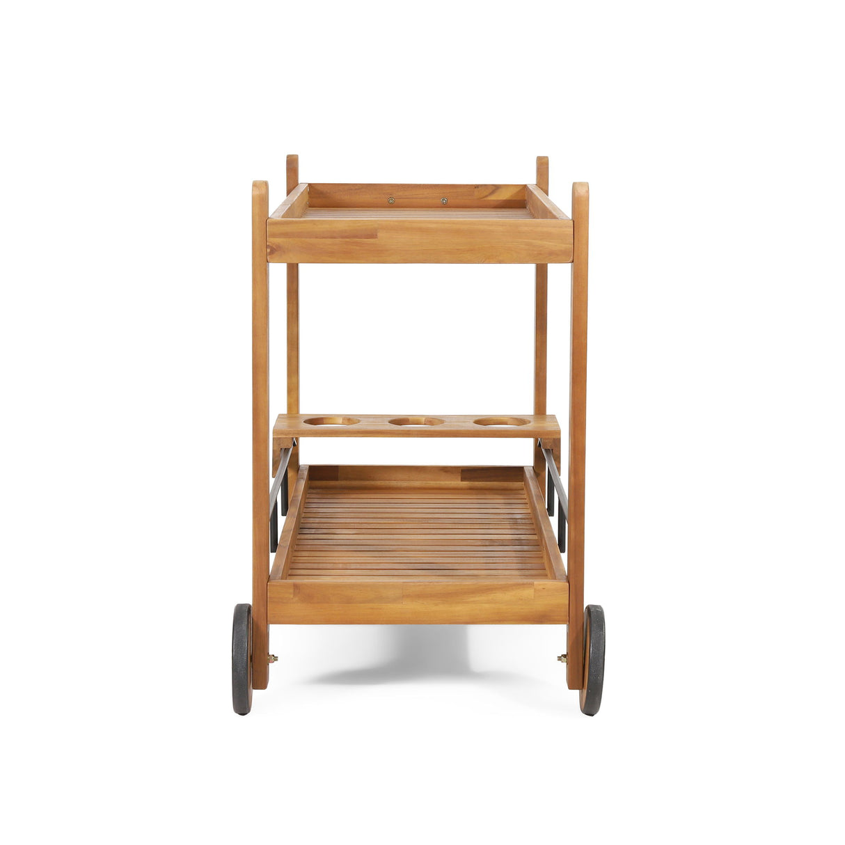 Bar Cart With Wine Bottle Holders, - Black
