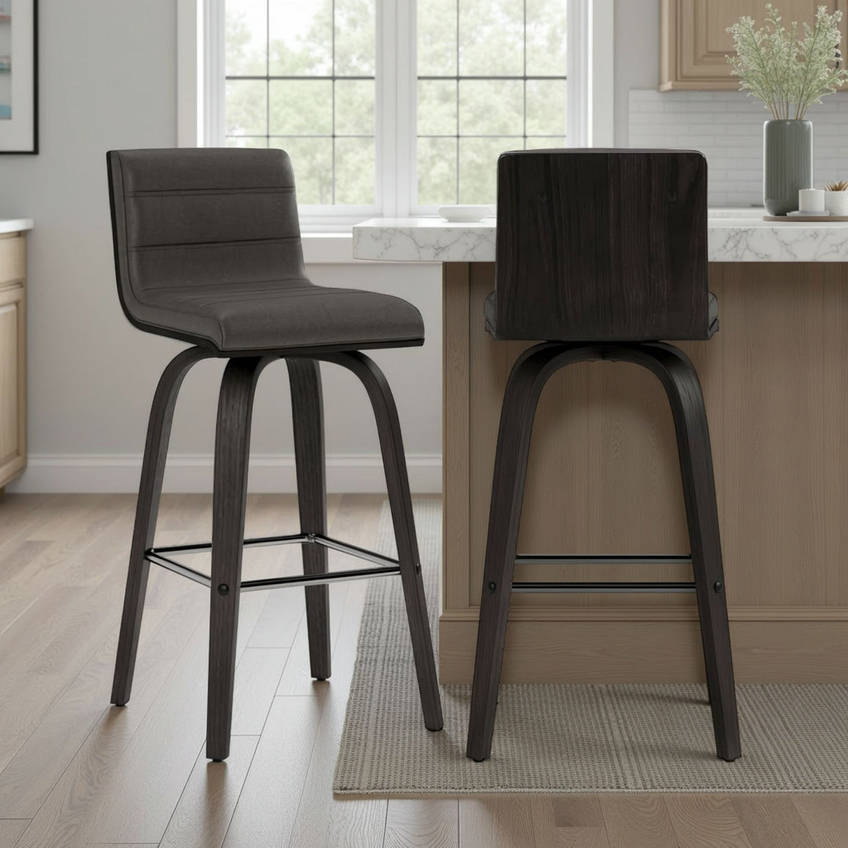 Vienna - 26" Swivel Counter Stool - Black Wood