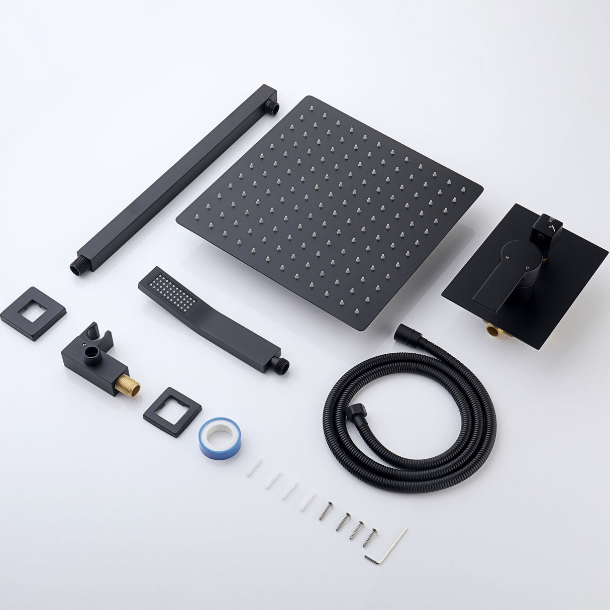 12" Ceiling Mount Shower System With Rain Mixer And Handheld Shower