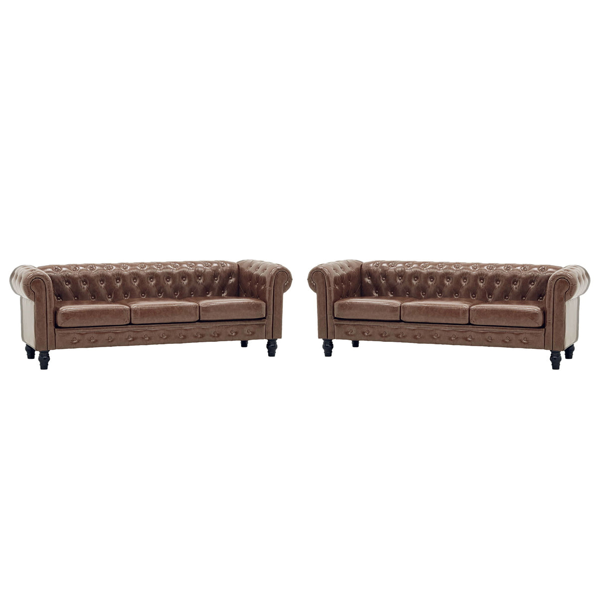 2 Piece Sofa Set With Rolled Armrests