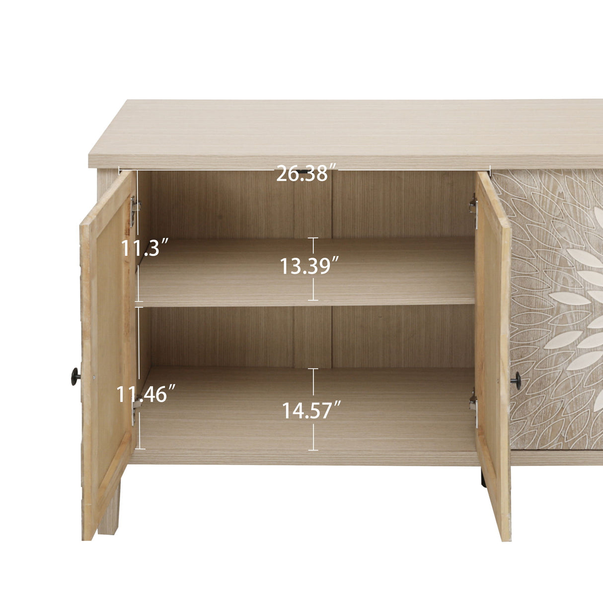 Sideboard Buffet Cabinet Carved 4 Door Storage 58in x 32in