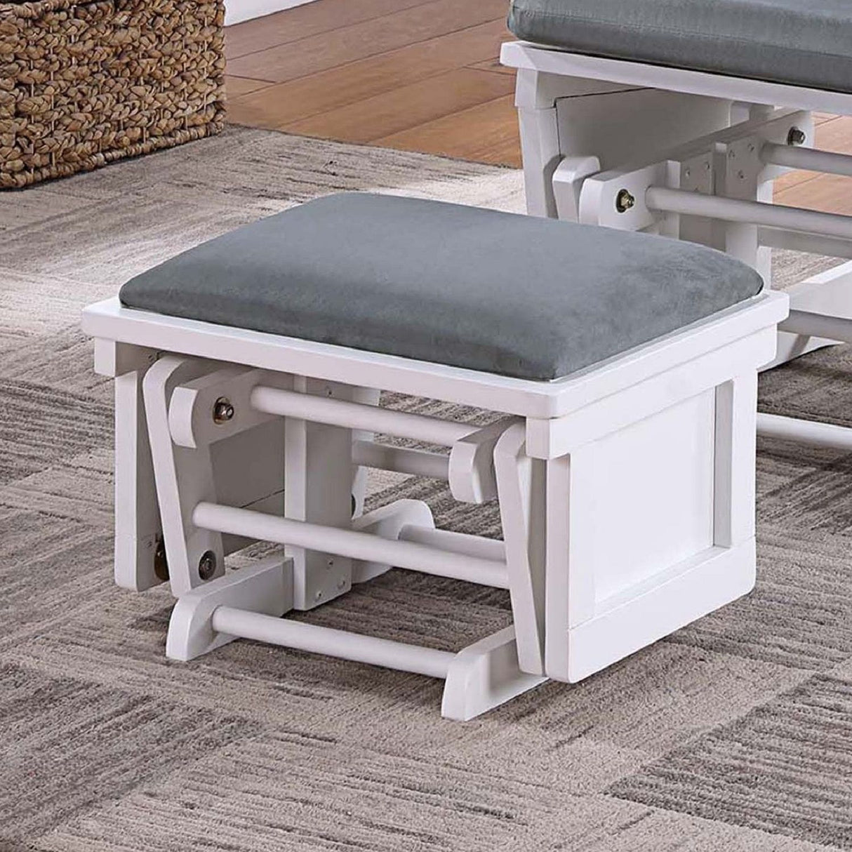 Glider Chair With Ottoman, Gliding Motion Chair Plush Cushion Seat Side Pocket - Dark Gray